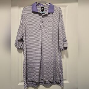 FootJoy Men's Polo Shirt Purple Striped Short Sleeve Collared Golf - Size XL
